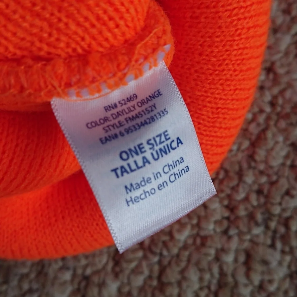 Daylily Orange Snow or hunting  Heavy Weight Beanie One Size NWOT